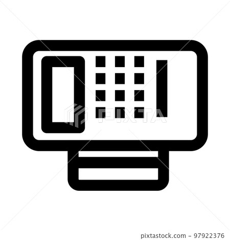 POS terminal icon line isolated on white background. Black flat thin icon on modern outline style. Linear symbol and editable stroke. Simple and pixel perfect stroke vector illustration. 97922376