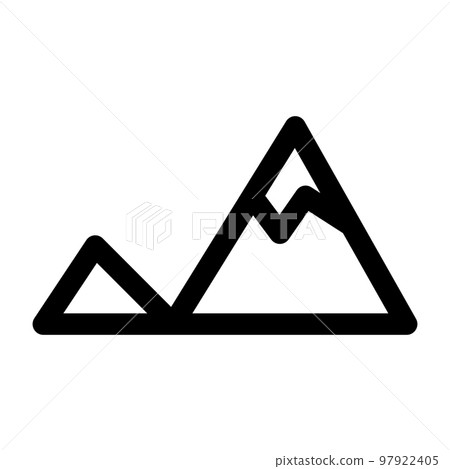 Mountain icon line isolated on white background. Black flat thin icon on modern outline style. Linear symbol and editable stroke. Simple and pixel perfect stroke vector illustration 97922405
