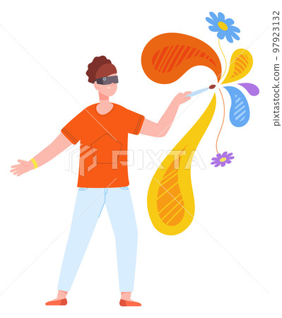 Art creation in virtual reality. Futuristic vr simulation Art creation in virtual reality. Futuristic vr simulation 97923132
