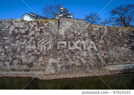 Shirakawa City Komine Castle Ruins Park Komine Castle Restored stone wall on the south side of Takenomaru Shirakawa City Komine Castle Ruins Park Komine Castle Restored stone wall on the south side of Takenomaru 97924101