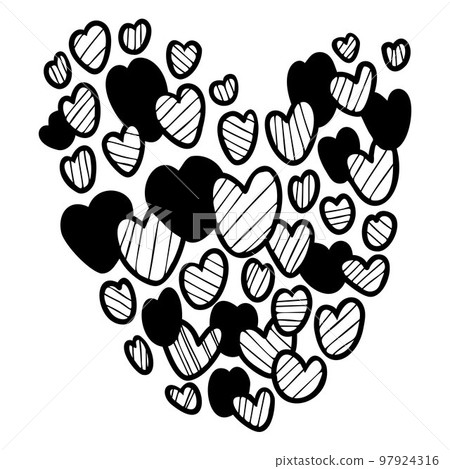 Big decorative heart made of small doodle hearts. Vector illustration. romantic valentine. Big decorative heart made of small doodle hearts. Vector illustration. romantic valentine. 97924316