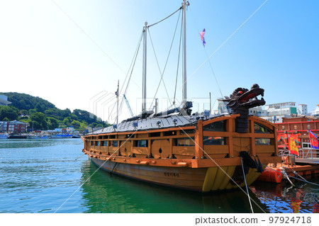 Turtle ship, Tongyeong, battleship, ship, Yi Sun-sin, pier, sea, port, anchorage, history, Turtle ship, Tongyeong, battleship, ship, Yi Sun-sin, pier, sea, port, anchorage, history, 97924718