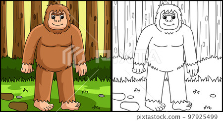Bigfoot Animal Coloring Page Colored Illustration Bigfoot Animal Coloring Page Colored Illustration 97925499