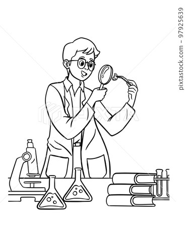 Scientist Isolated Coloring Page for Kids Scientist Isolated Coloring Page for Kids 97925639