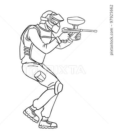 Paintballer Isolated Coloring Page for Kids 97925662