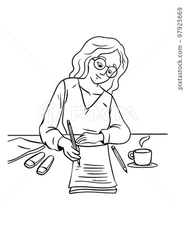 Author Isolated Coloring Page for Kids Author Isolated Coloring Page for Kids 97925669