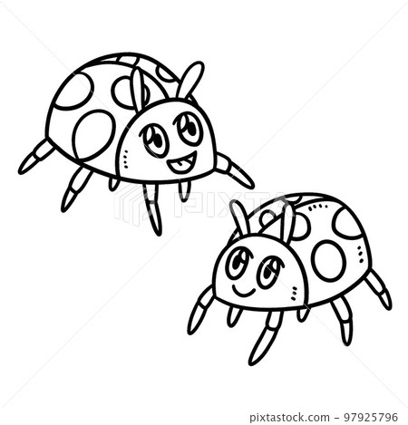 Baby Ladybug Isolated Coloring Page for Kids - Stock Illustration ...