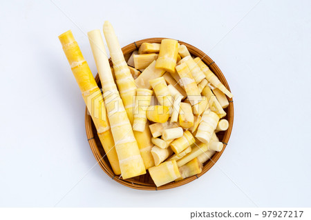 Bamboo shoots on white background. 97927217