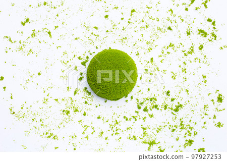 Wolffia globosa or Water Meal on white background. 97927253