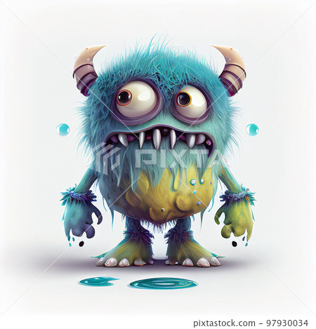 Illustration cartoon cute Monsters on isolated background (Created with Generative AI technology). 97930034