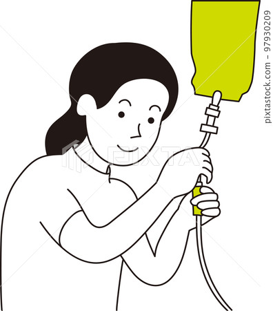 Female nurse preparing for intravenous drip Female nurse preparing for intravenous drip 97930209