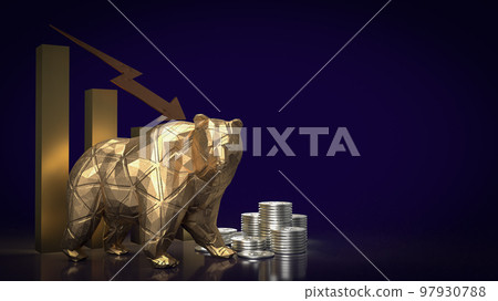 The gold bear and chart arrow down for business concept 3d rendering The gold bear and chart arrow down for business concept 3d rendering 97930788