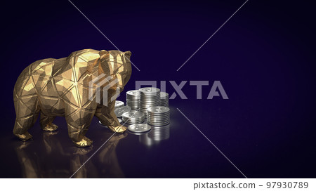 The gold bear and coins for business concept 3d rendering The gold bear and coins for business concept 3d rendering 97930789