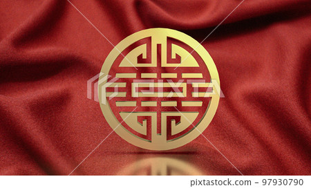 gold Chinese stamp symbol 3d rendering 97930790