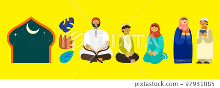 Ramadan Mubarak elements set Ramadan Mubarak elements set 97931085
