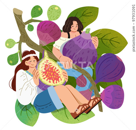 Figs and girls illustration Figs and girls illustration 97931091