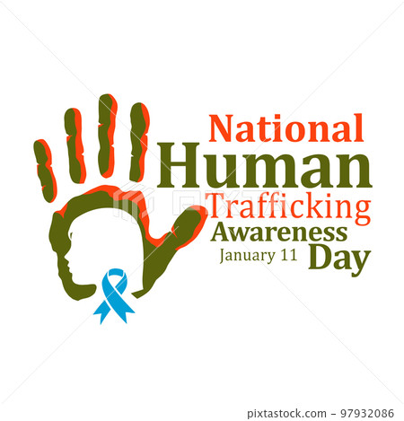 Vector illustration on the theme of National Human Trafficking awareness day Vector illustration on the theme of National Human Trafficking awareness day 97932086