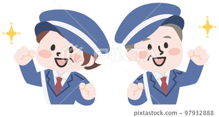 Security staff senior woman and senior man 97932888