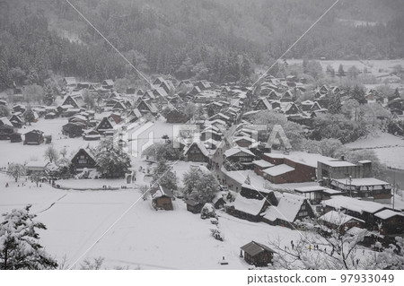 風景照片，岐阜縣，白川村，白川鄉，合掌造風格，遠景 97933049