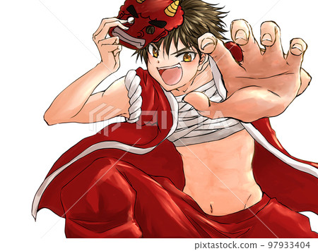 A boy dressed as a demon on Setsubun 97933404