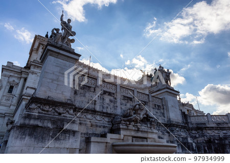 Historical Sculptures in the city of Rome, Italy. Altar of the Fatherland 97934999