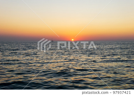 Beautiful sunset on the sea, natural landscape. Copy space for text Beautiful sunset on the sea, natural landscape. Copy space for text 97937421