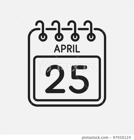 Icon page calendar day - 25 April - Stock Illustration [97938124] - PIXTA