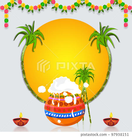 Happy Pongal Concept. Happy Pongal holiday harvest festival illustration, can be used for advertisement, offer, banner, poster design 97938151