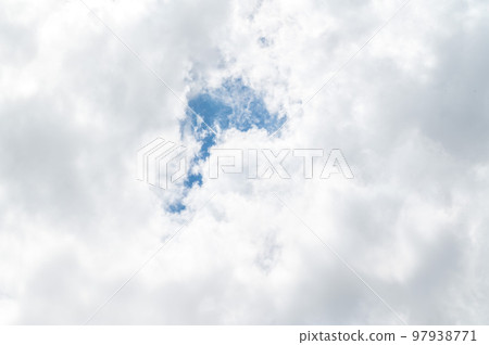 Beautiful white fluffy clouds in blue sky. Nature background from white clouds in sunny day 97938771