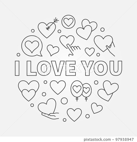 I Love You round vector linear concept illustration I Love You round vector linear concept illustration 97938947