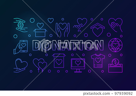 Donation colorful illustration. Donating vector line banner Donation colorful illustration. Donating vector line banner 97939092