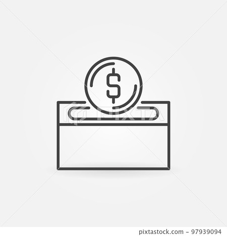 Donation box with coin vector icon in line style Donation box with coin vector icon in line style 97939094