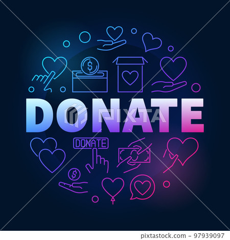 Donate vector colorful round outline illustration Donate vector colorful round outline illustration 97939097