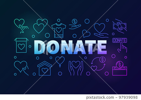 Donate vector colored horizontal outline banner Donate vector colored horizontal outline banner 97939098
