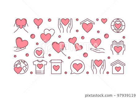 Charity vector creative horizontal banner or illustration 97939119