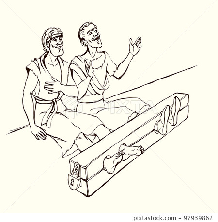 Paul and Silas in prison. Vector drawing Paul and Silas in prison. Vector drawing 97939862