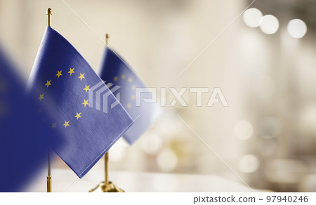 Small national flag of the European Union on a black background Small national flag of the European Union on a black background 97940246