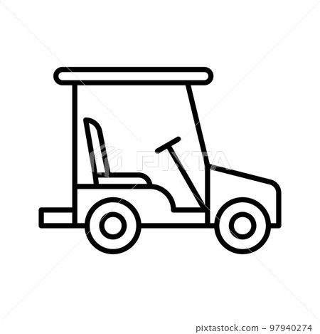 Electric golf cart icon. Transportation golf cart pictogram isolated on a white background. 97940274