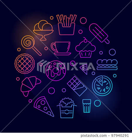 Fast food colorful illustration - vector unhealthy food symbol Fast food colorful illustration - vector unhealthy food symbol 97940291