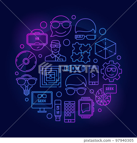 Geek line colorful illustration - Stock Illustration [97940305] - PIXTA
