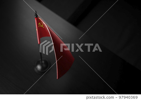 Small national flag of the USSR on a black background Small national flag of the USSR on a black background 97940369