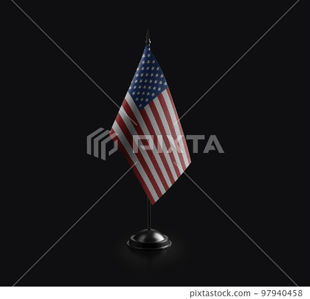 Small national flag of the USA on a black background Small national flag of the USA on a black background 97940458