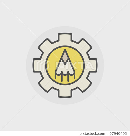 Colorful pencil with gear icon Colorful pencil with gear icon 97940493