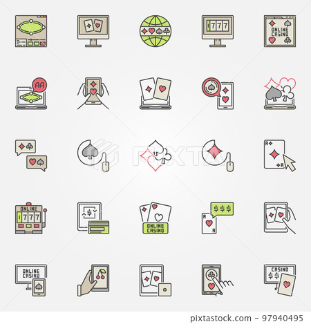 Colorful online casino casino icons Colorful online casino casino icons 97940495