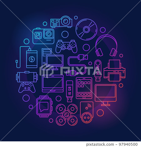 Colorful gadgets and devices illustration Colorful gadgets and devices illustration 97940500