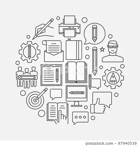 Blogging round linear illustration Blogging round linear illustration 97940539