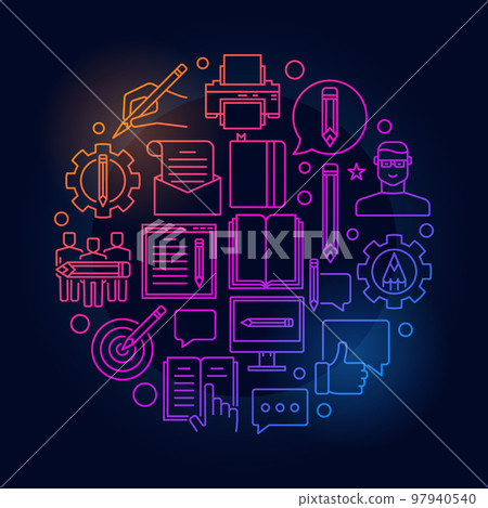 Blogging round bright illustration 97940540