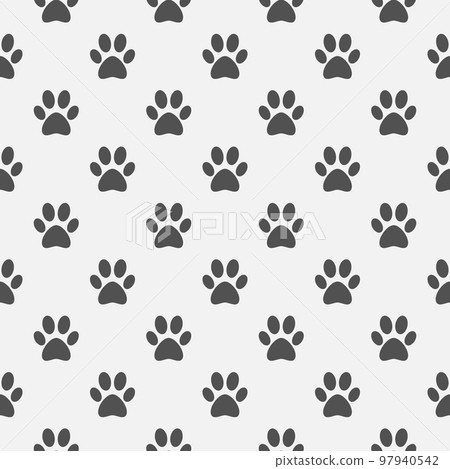 Animal black paw footprint pattern Animal black paw footprint pattern 97940542