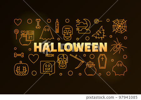 Halloween horizontal vector Holiday yellow line banner Halloween horizontal vector Holiday yellow line banner 97941085