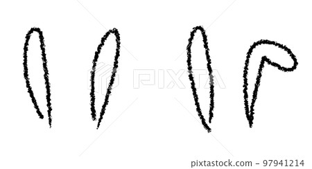 Hand-drawn rabbit ears Can be used over photos and illustrations! Graffiti graphic material with rabbit ears Color change freely! Texture 97941214